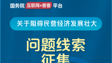 黑丝美女日比国务院“互联网+督查”平台公开征集阻碍民营经济发展壮大问题线索